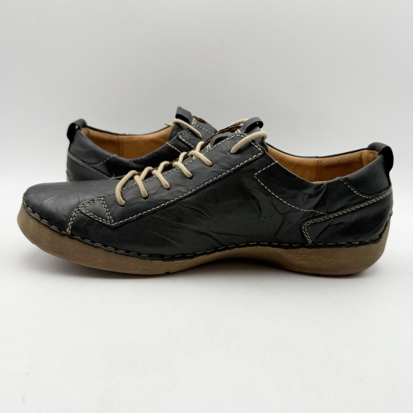 JOSEF SEIBEL Womens Fergey 56 Sneaker EU 41 US 10-10.5 Black Leather Lace Up NIB