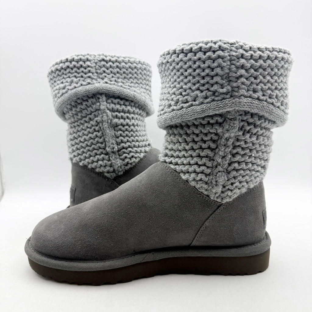 UGG Womens Shaina Mid Calf Boots US 5 EU 36 Gray Suede Knitted NWOB