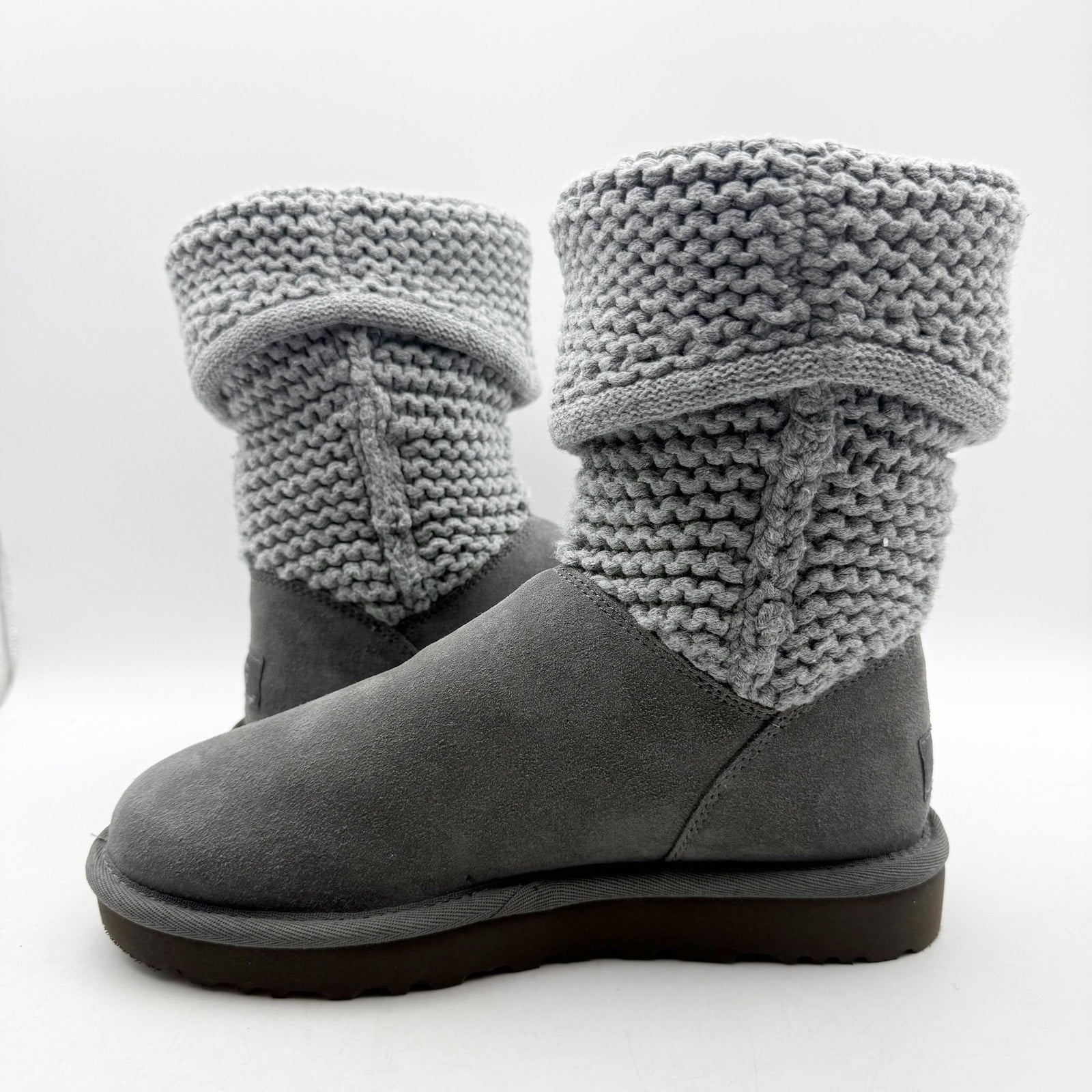 UGG Womens Shaina Mid Calf Boots US 5 EU 36 Gray Suede Knitted NWOB