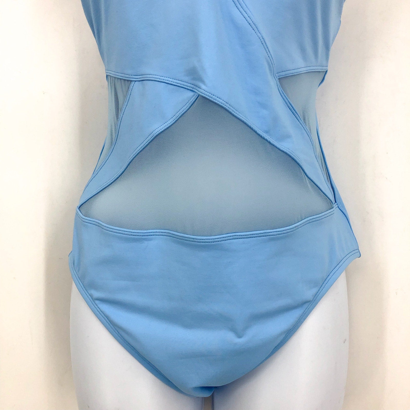 BLEU ROD BEATTIE Don’t Mesh with Me V-Neck One-Piece Swimsuit Size 8 Blue NWT