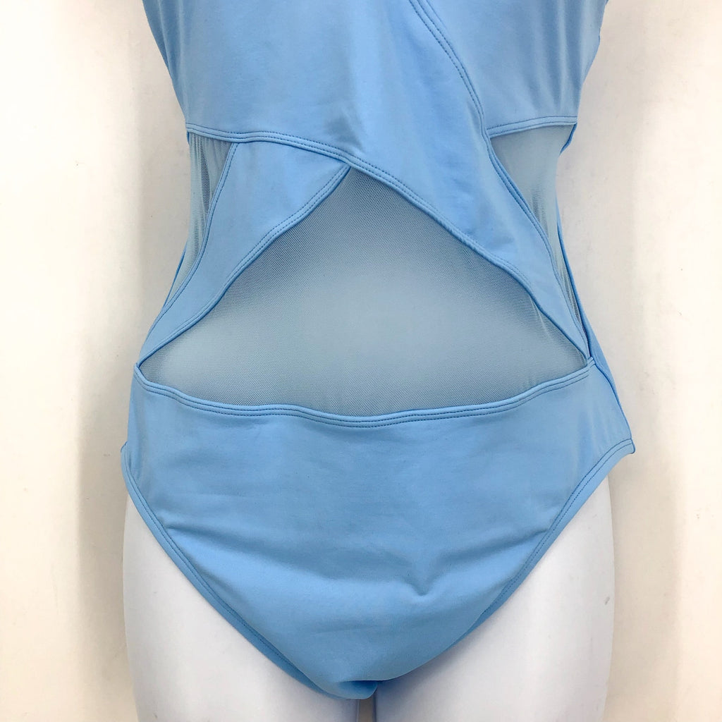 BLEU ROD BEATTIE Don’t Mesh with Me V-Neck One-Piece Swimsuit Size 8 Blue NWT