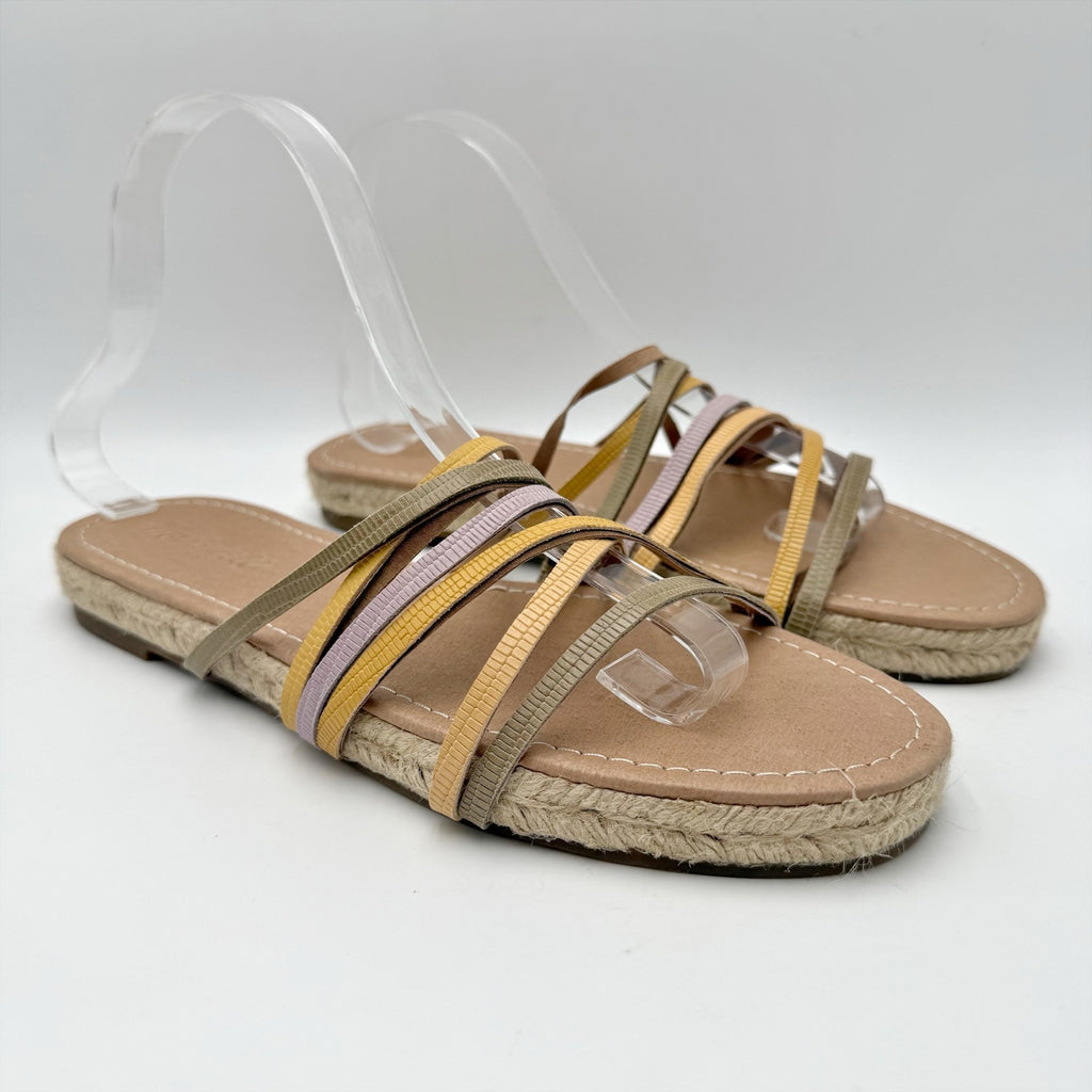 Madewell Womens Kathryn Espadrille Slide Sandal Size 8.5 Multicolor Leather NWOB
