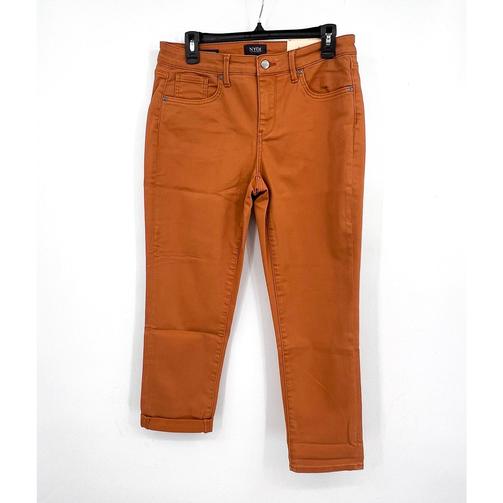 NYDJ Womens Margot Girlfriend Jeans Size 6 PETITE Rust Brown Straight Leg NWT