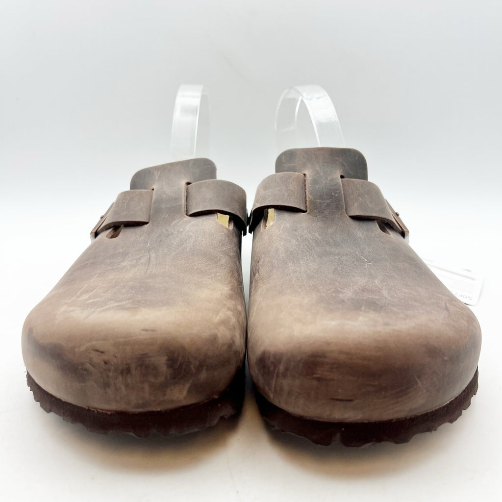 Birkenstock Mens Boston Clogs EU 44 US 11 Brown Leather Slip On NWOB