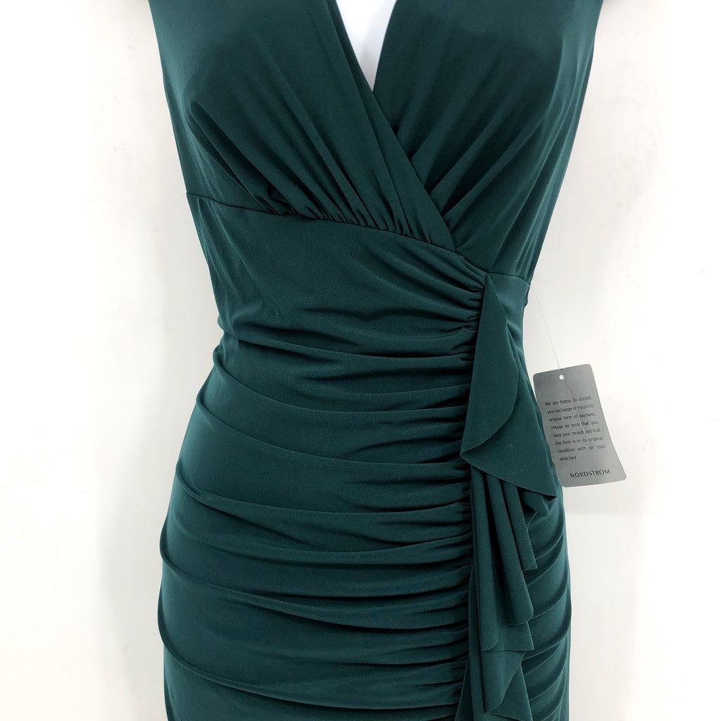 XSCAPE Women's Ruffle Front Gown Dress Size 4 Pine Green Long Dress NWT