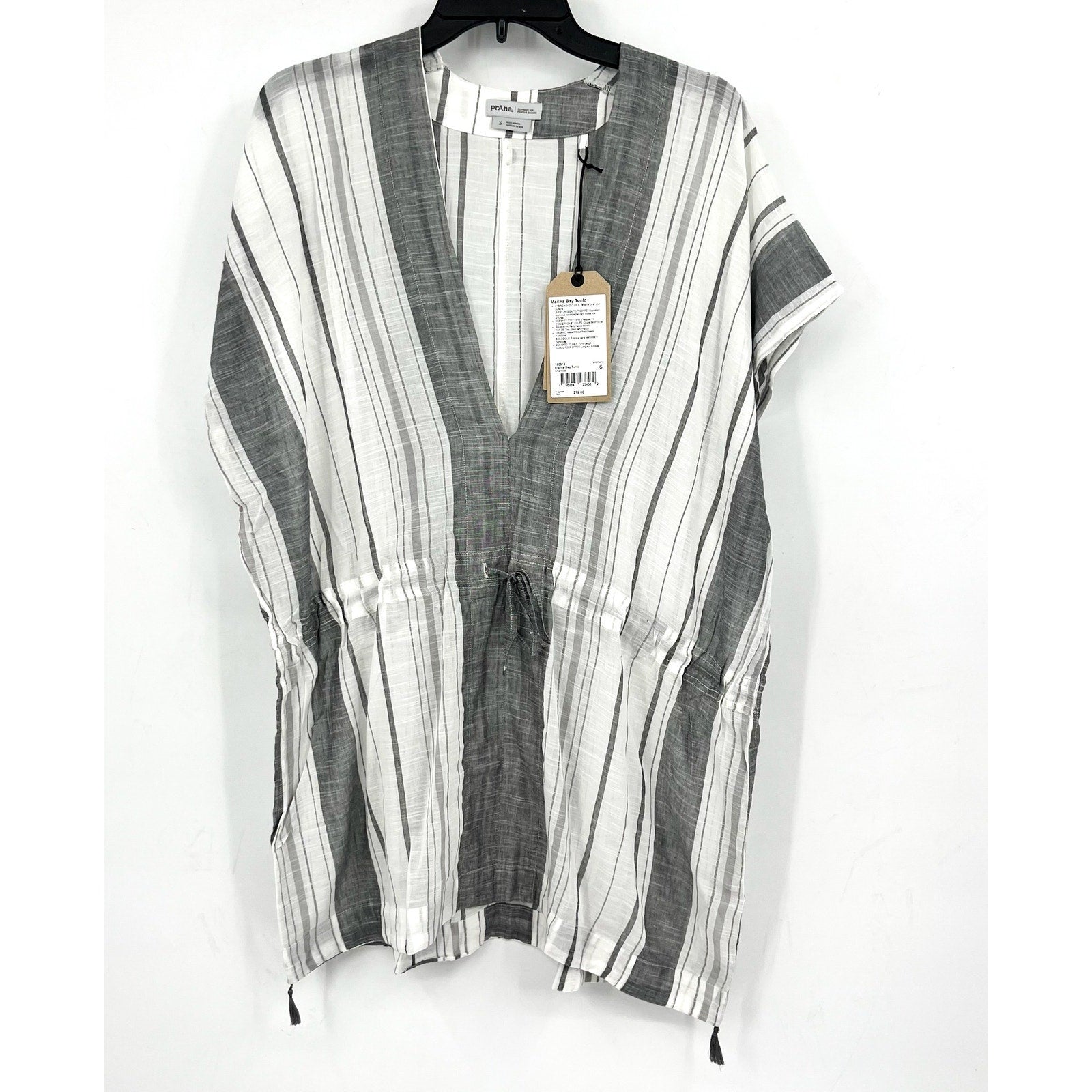 PRANA Women's Marina Bay Tunic Cover Up Small Charcoal Gray Cotton Dress NWT