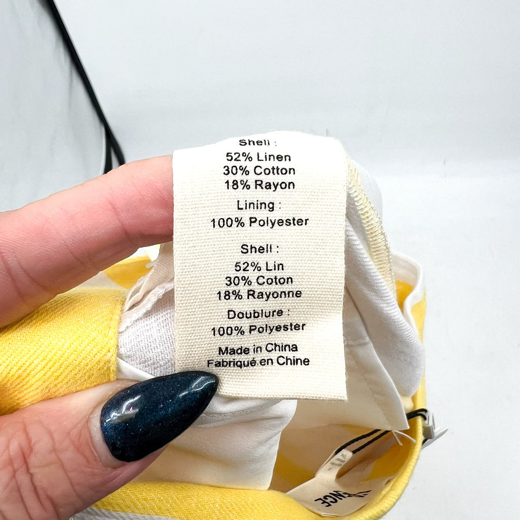 L'AGENCE Women's Vittoria Striped Linen-Cotton Shorts Size 0 Yellow White NWT