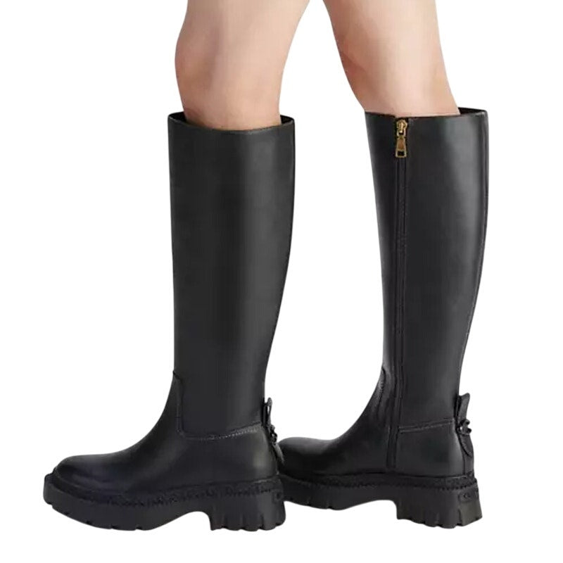 Coach Womens Julietta Knee High Boot US 6.5 M EU 37 Black Leather NIB