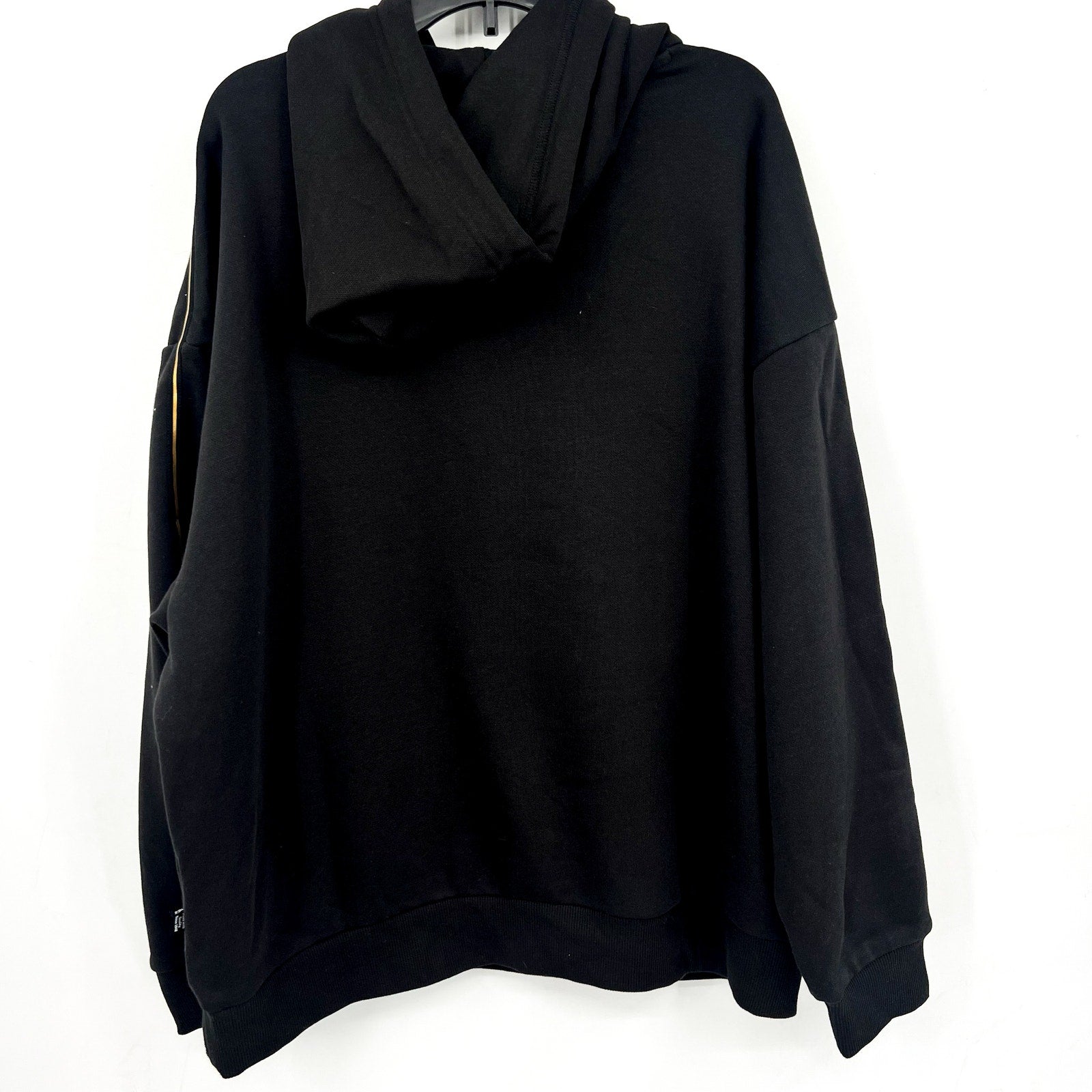 PUMA Women's Essentials Tape Minimal Gold Hoodie Large Black Sweatshirt NWT