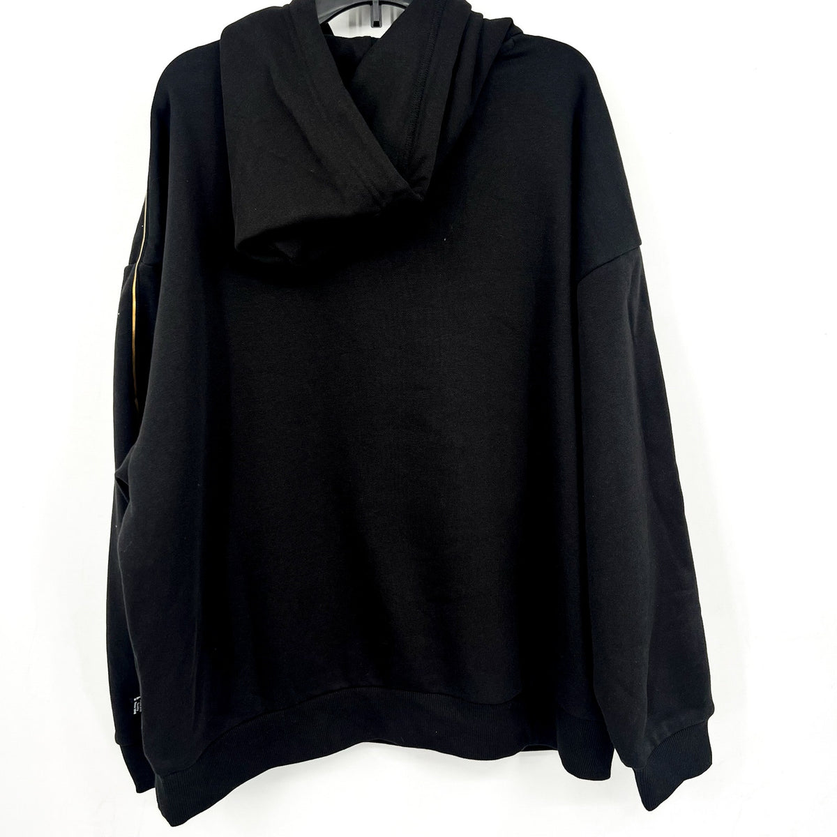 PUMA Women's Essentials Tape Minimal Gold Hoodie Large Black Sweatshirt NWT