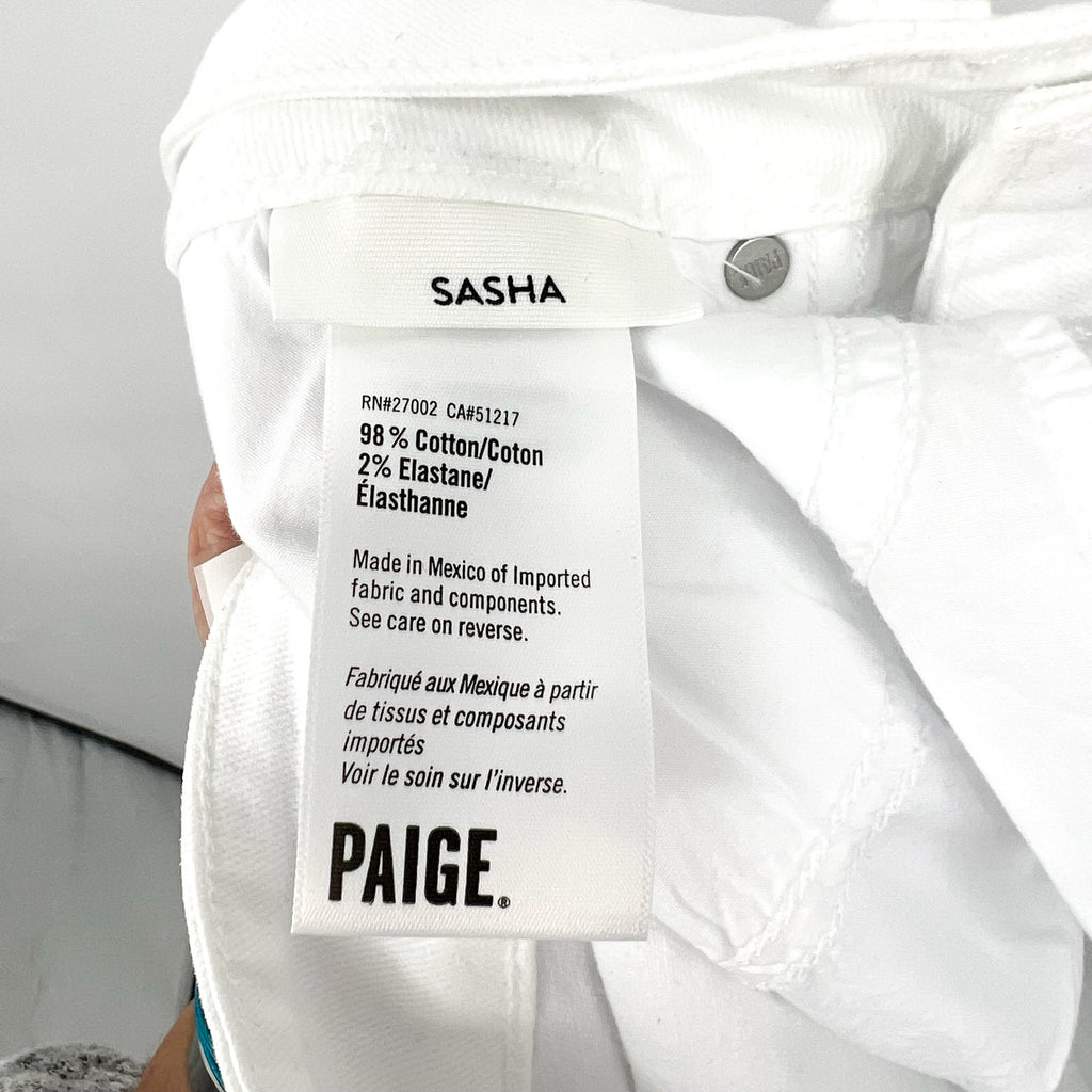 PAIGE Women's Sasha Wide Leg Jeans Size 28 US 6 Crisp White Stretch Denim NWT