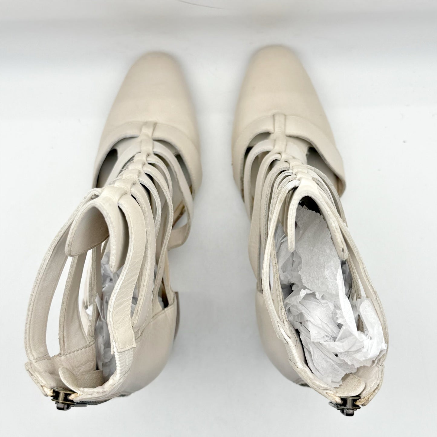 Vintage Foundry Womens Vivi Heel Sandals US 8.5 EU 39 Ivory Leather NWOB