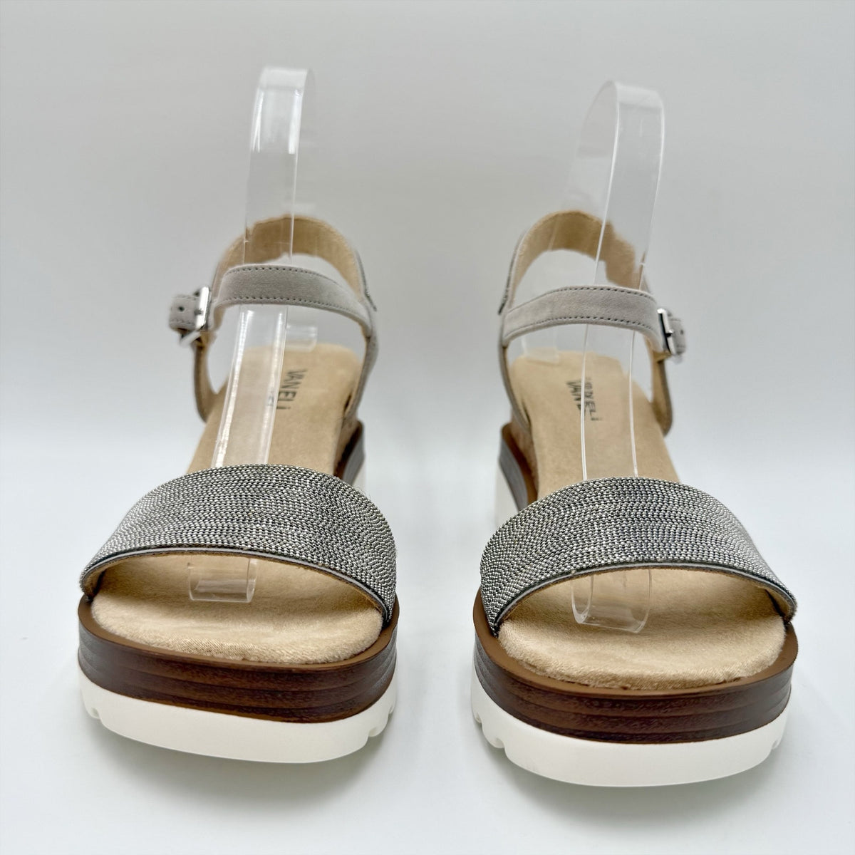 VANELi Womens Cedra Wedge Sandals Size 7.5 M Grey Metallic Suede NIB