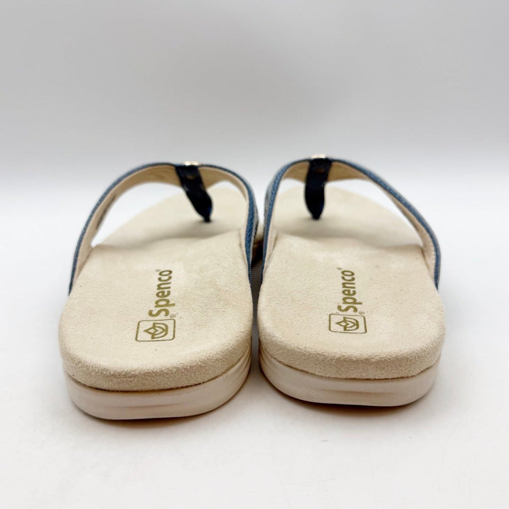 SPENCO Women's Starboard Flip Flop Sandals Size 6.5 WIDE Blue Stone NIB