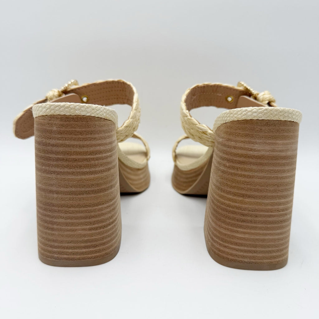 Dolce Vita Womens Landry Heeled Sandals SIZE 8.5 M Vanilla Raffia Cream NWOB