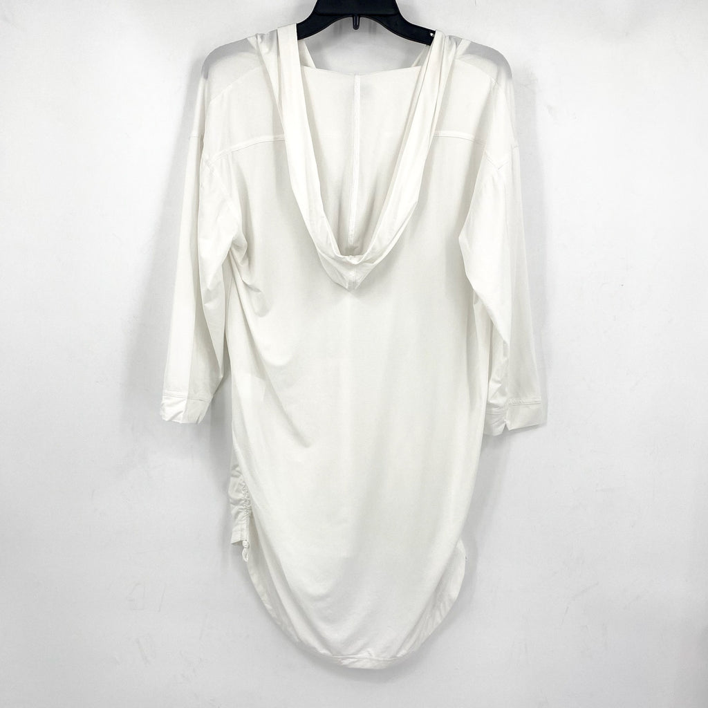 PRANA Women's Mantra Bay Tunic Cover Up Small White Long Sleeve Hooded NWT
