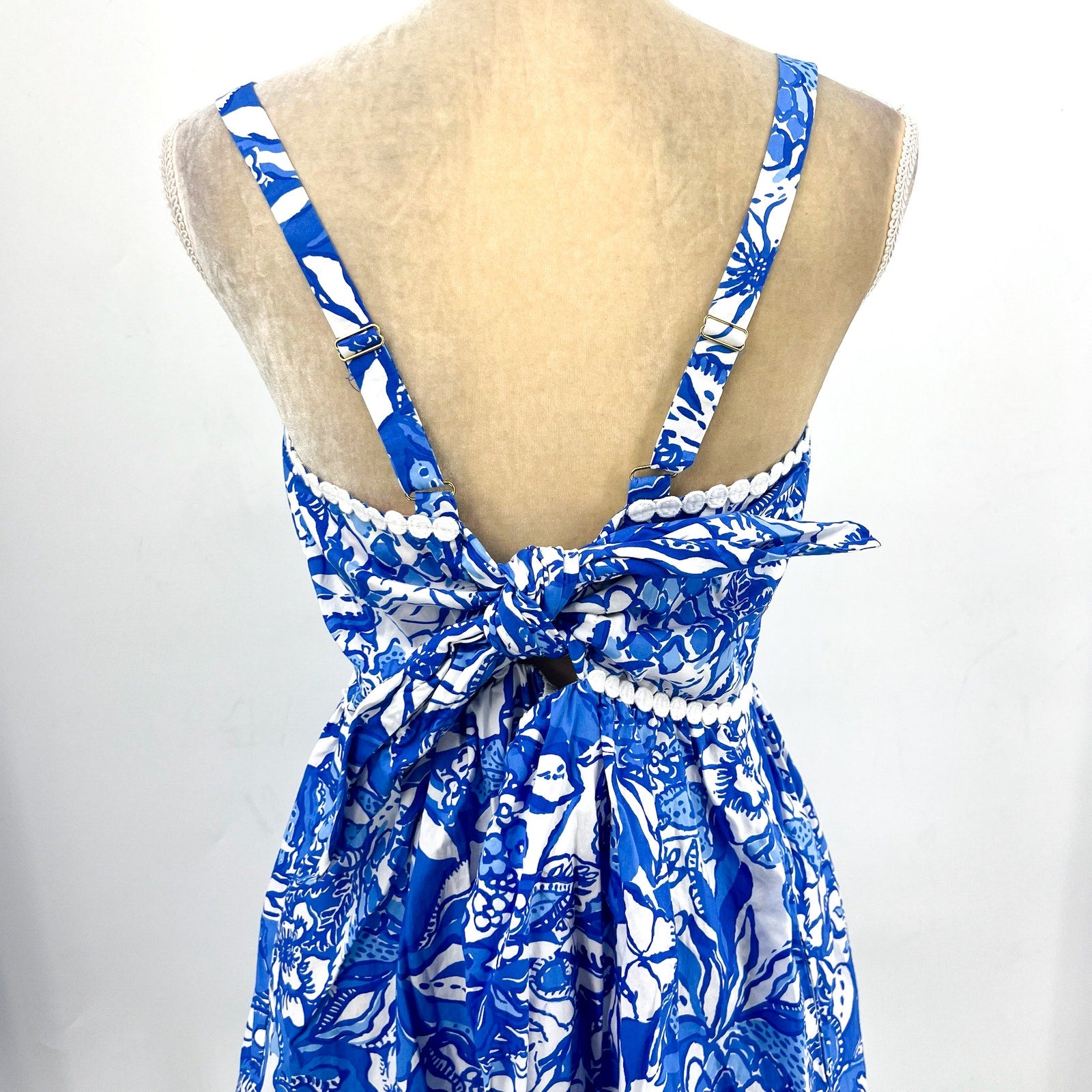 LILLY PULITZER Haylan Cotton Dress Size US 16 Blue Tang Flocking Fabulous NWOT