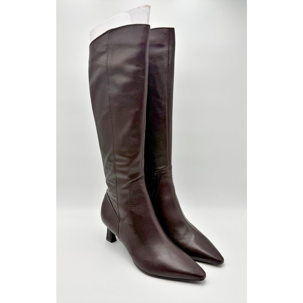 Naturalizer Women Deesha Knee High Boots US 8.5 M NARROW CALF Brown Leather NIB