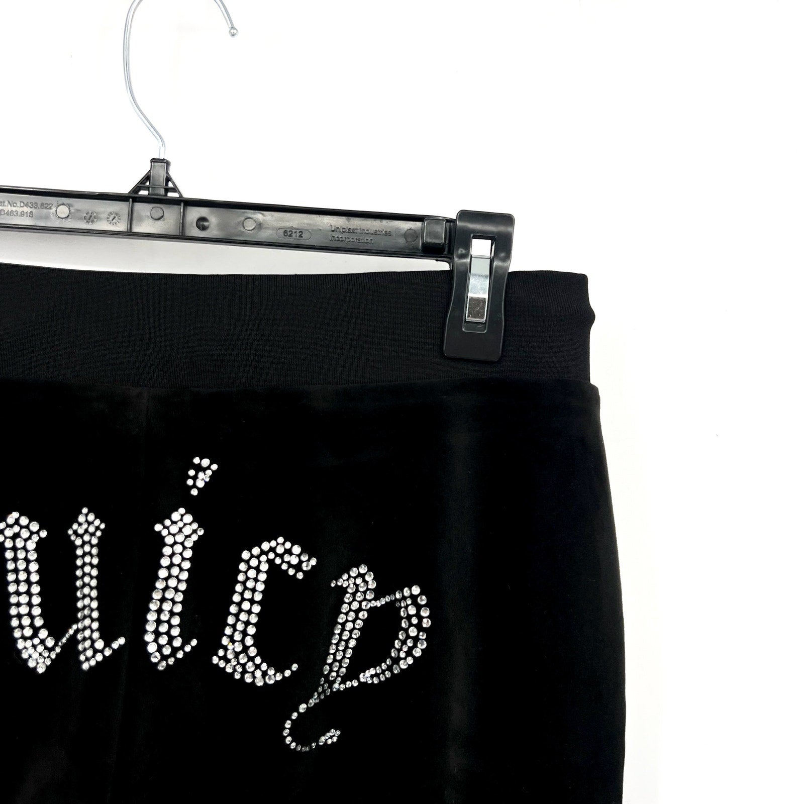 JUICY COUTURE Women's OG Big Bling Velour Track Pants Small Black Liquorice NWT