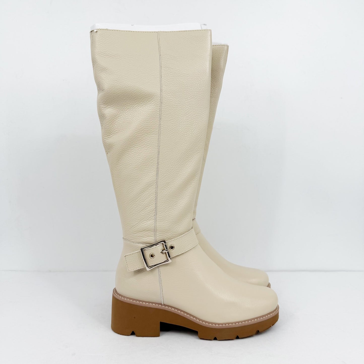 Naturalizer Womens Darry Knee High Boots US 7 Beige Leather Water-Repellent NIB