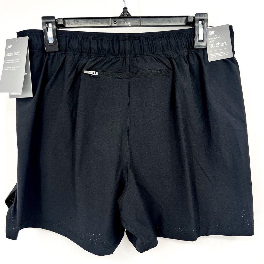 NEW BALANCE Mens Running RC Shorts Large Black  5" Inseam NWT