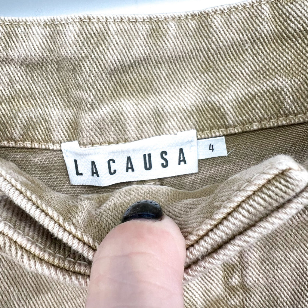 LACAUSA Women's Diego Cargo Trouser Jeans Size 4 Sand Mineral Wash High Rise NWT