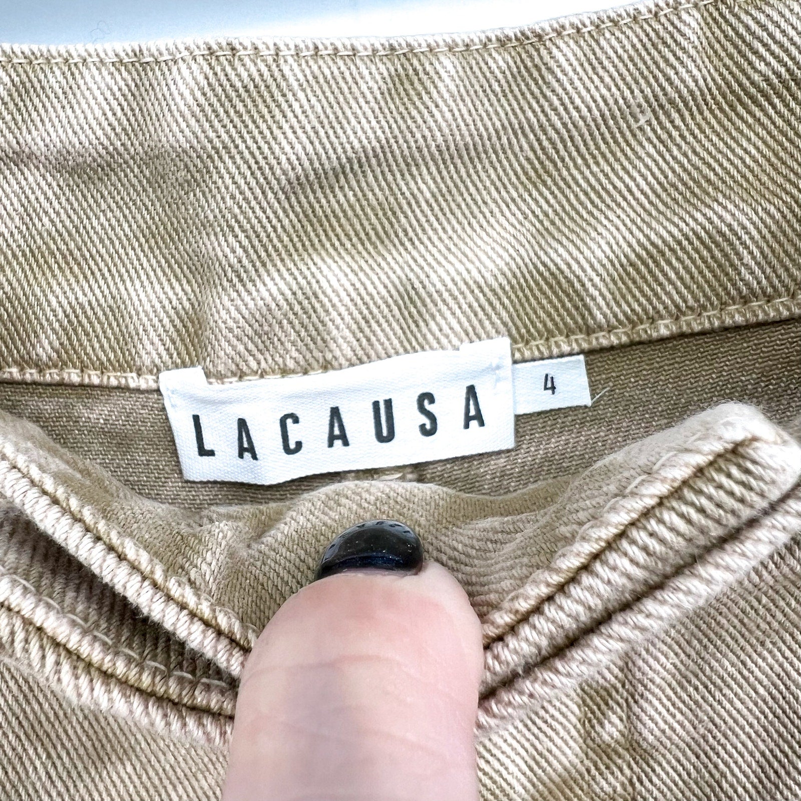 LACAUSA Women's Diego Cargo Trouser Jeans Size 4 Sand Mineral Wash High Rise NWT