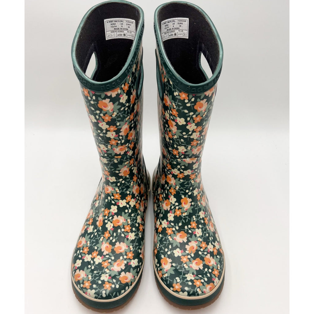 Bogs Kids RainBoot US 5 EU 38 Floral Green Multicolor Waterproof NWOB