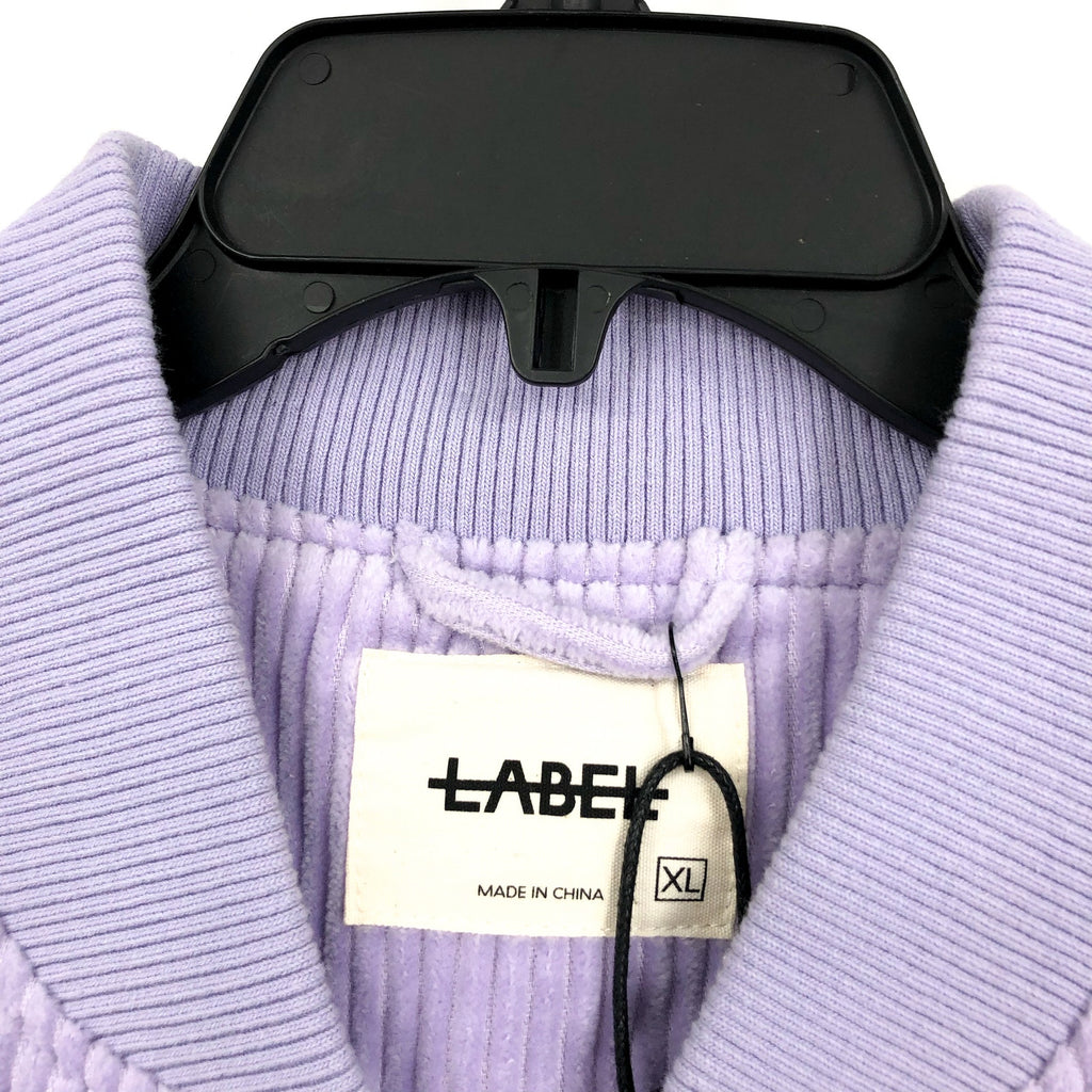 LABEL Unisex Go-To Corduroy Bomber Jacket XL Lavender Purple Full Zip NWT