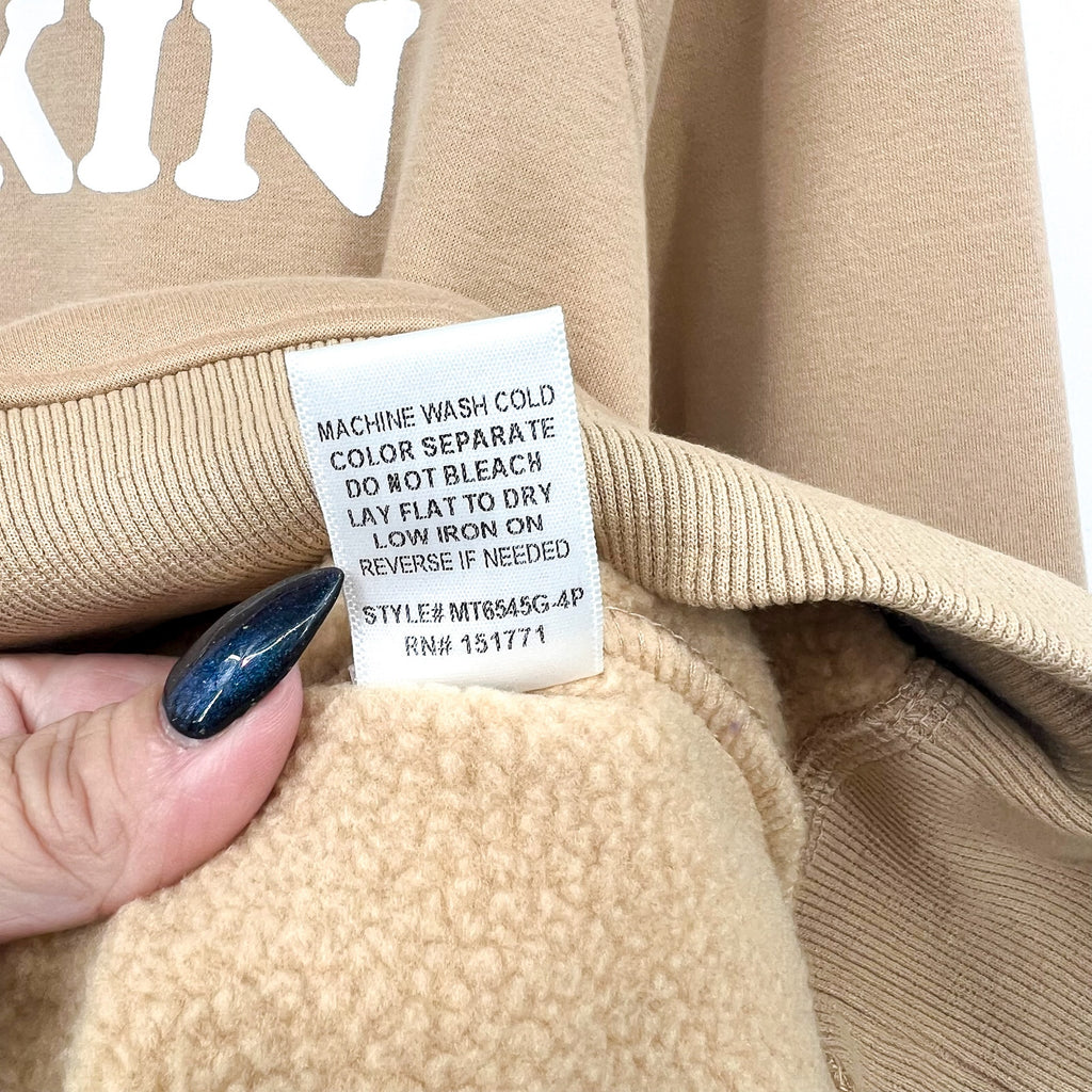 GILLI Womens Pumpkin Spice Keeps Me Nice Crew Sweatshirt Medium Petite Tan NWOT