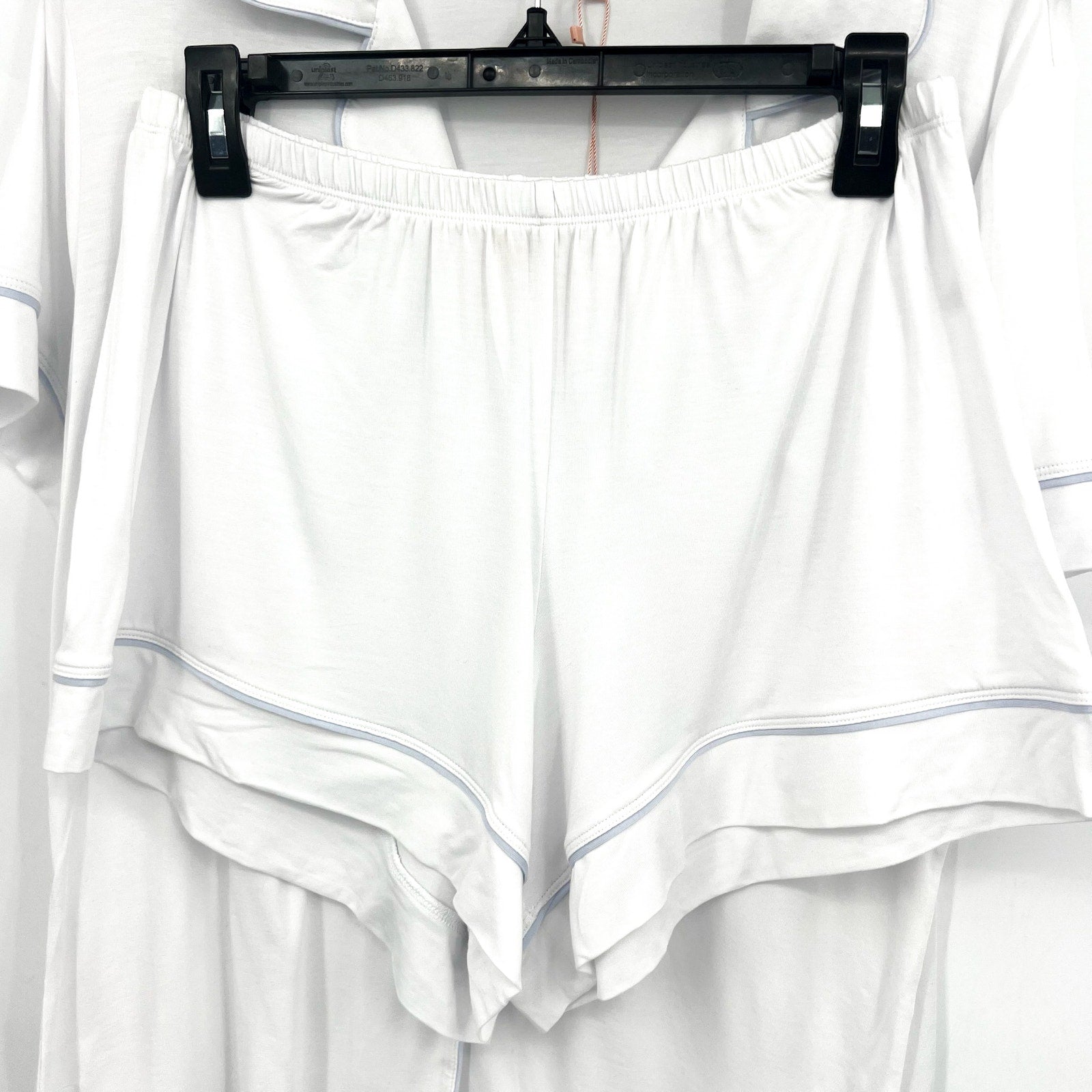 EBERJEY Giselle Relaxed Shorts PJ Set Medium White Ice Blue Tencel Modal NWT