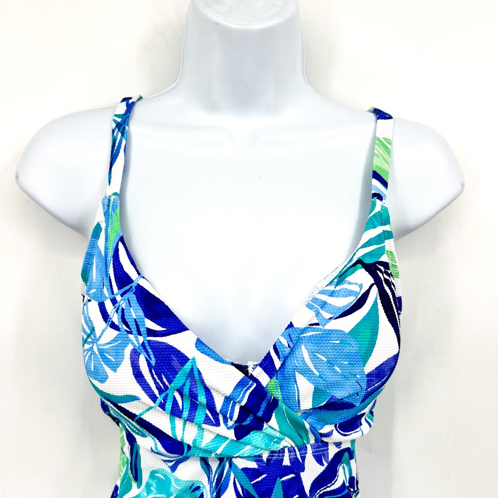 TOMMY BAHAMA Marina Underwire Tankini Top Large Beach Glass Blue Island Cays NWT