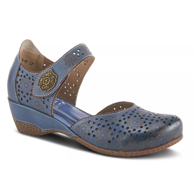 L'Artiste Womens Americana Sandals EU 41 US 9.5-10 Navy Blue Leather NIB