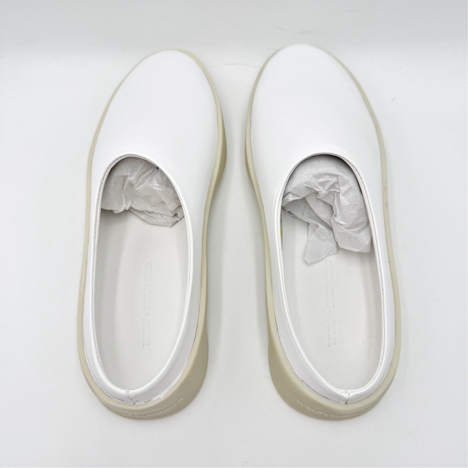 Wolf & Shepherd Cruise Mule Slip On Shoes Mens 5.5 Womens 7 White Leather NIB