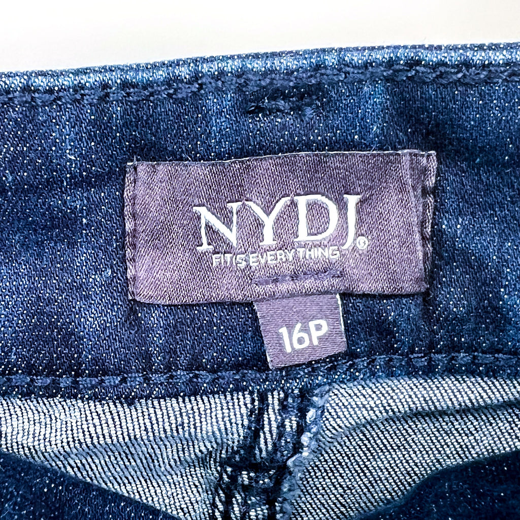 NYDJ Womens Ella Denim Shorts Size 16 PETITE Dark Blue Arise 8" Inseam NWT
