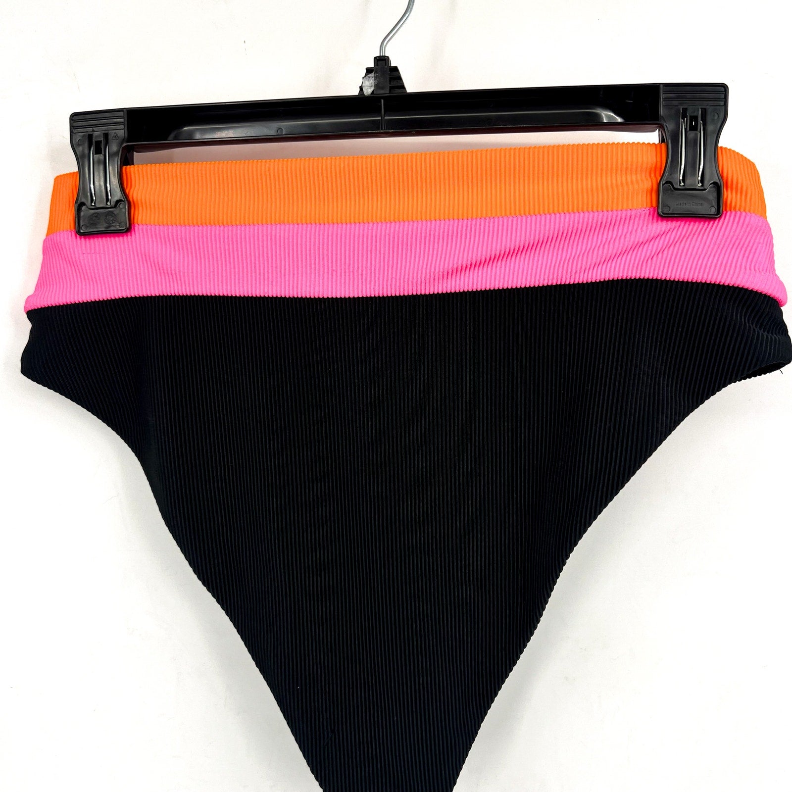 BEACH RIOT Heidi Bikini Bottoms Medium Black Pink Colorblock High Waist NWOT