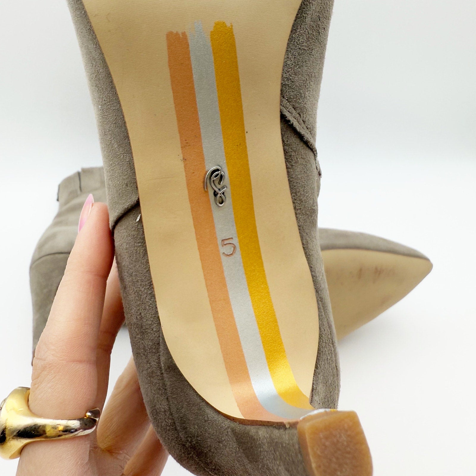 Sam Edelman Womens Ulissa Ankle Booties US 5 Tan Olive Suede Leather Heel NWOB