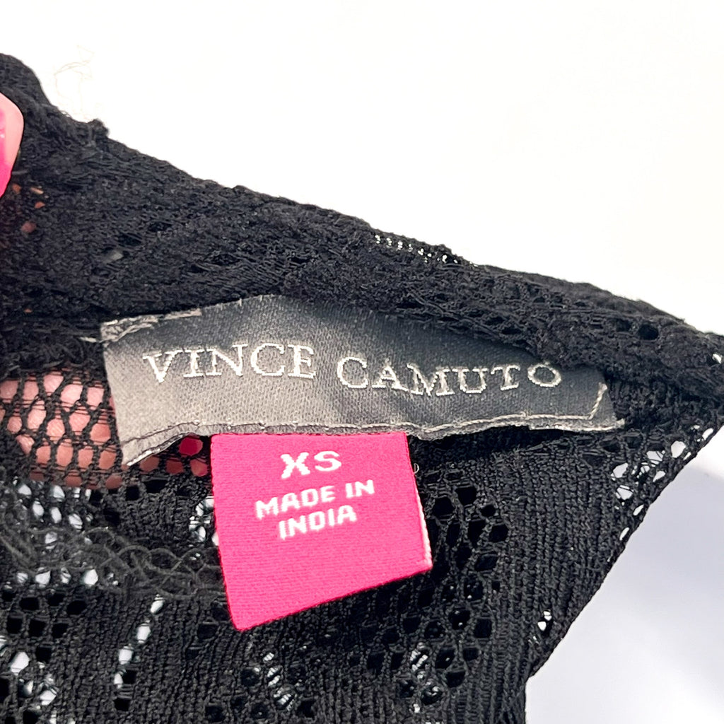 VINCE CAMUTO Women's Lace-Detail Maxi Dress XS Black Long-Sleeve Mock Neck NWT