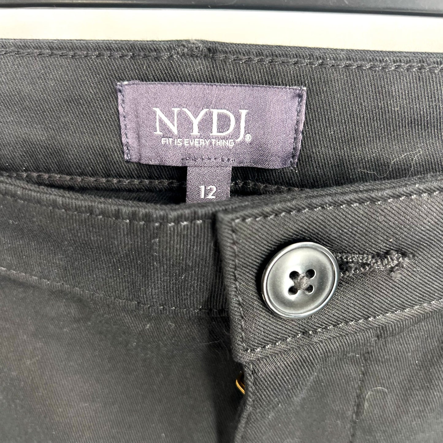 NYDJ Women's Bermuda Shorts Size 12 Black Stretch Twill Knee Length NWT