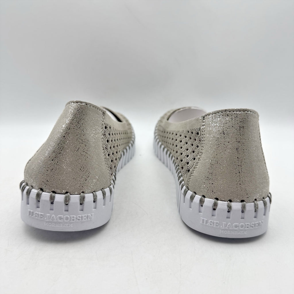 ILSE JACOBSEN Womens Tulip 0026 Ballet Flats EU 37 US 6 Silver Glitter NWOB