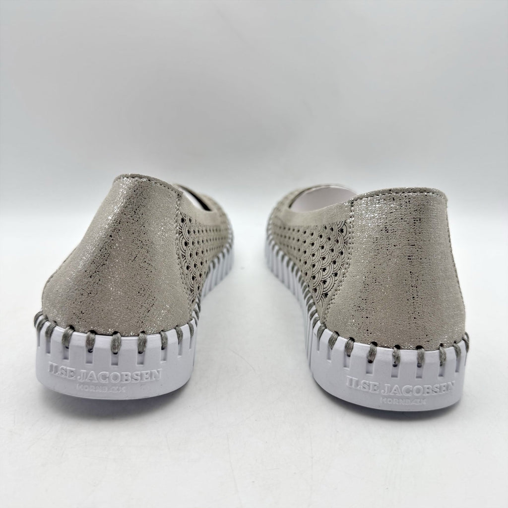 ILSE JACOBSEN Womens Tulip 0026 Ballet Flats EU 37 US 6 Silver Glitter NWOB