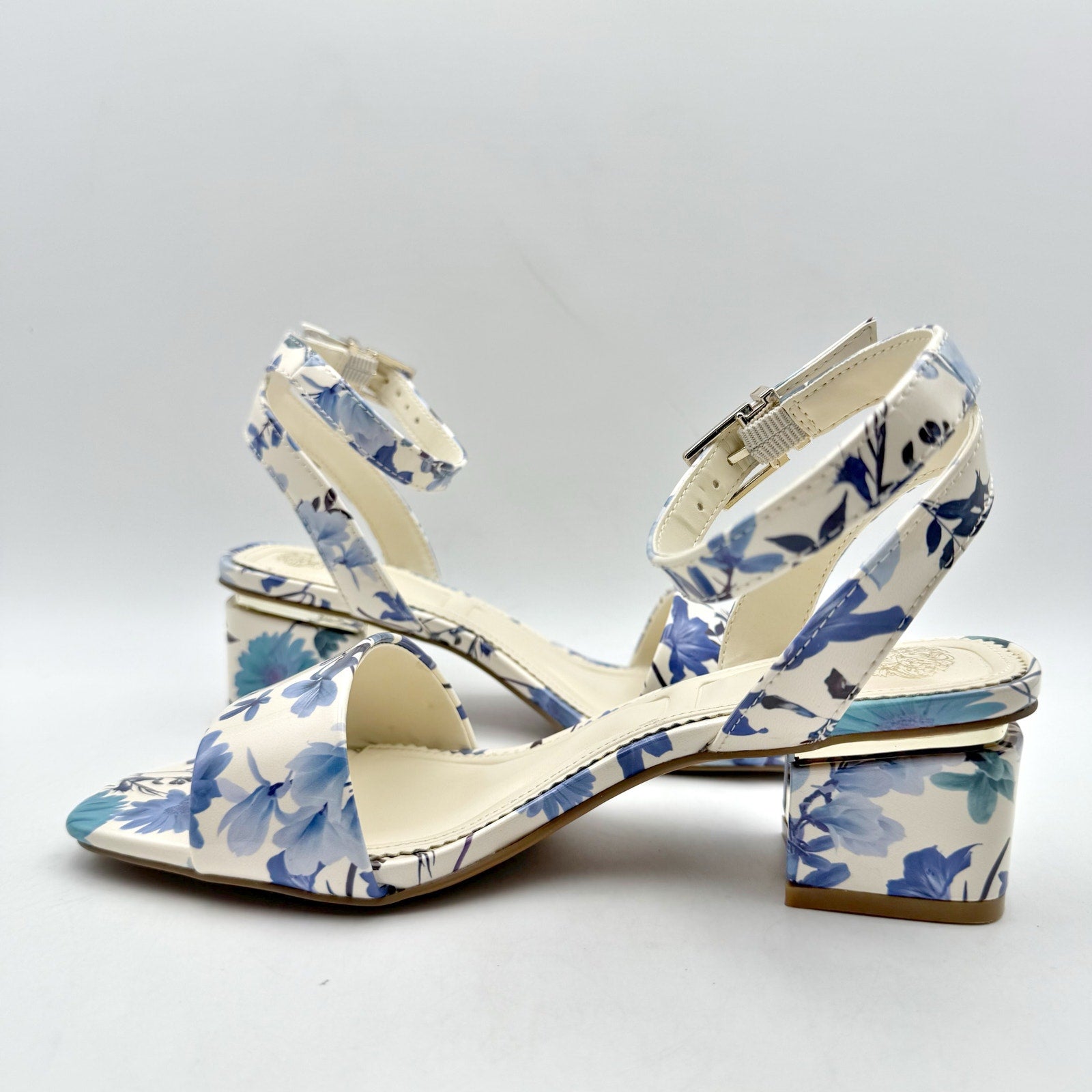 Vince Camuto Womens Acaylee Heeled Sandals US 6.5 M EU 37 Blue Floral NIB