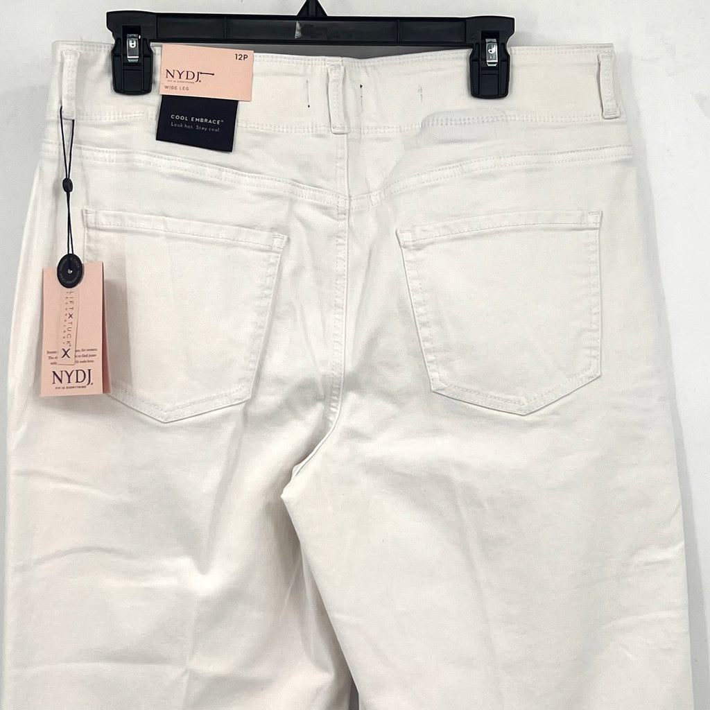 NYDJ Womens Cool Embrace Wide Leg Crop Jeans 12 PETITE Optic White NWT
