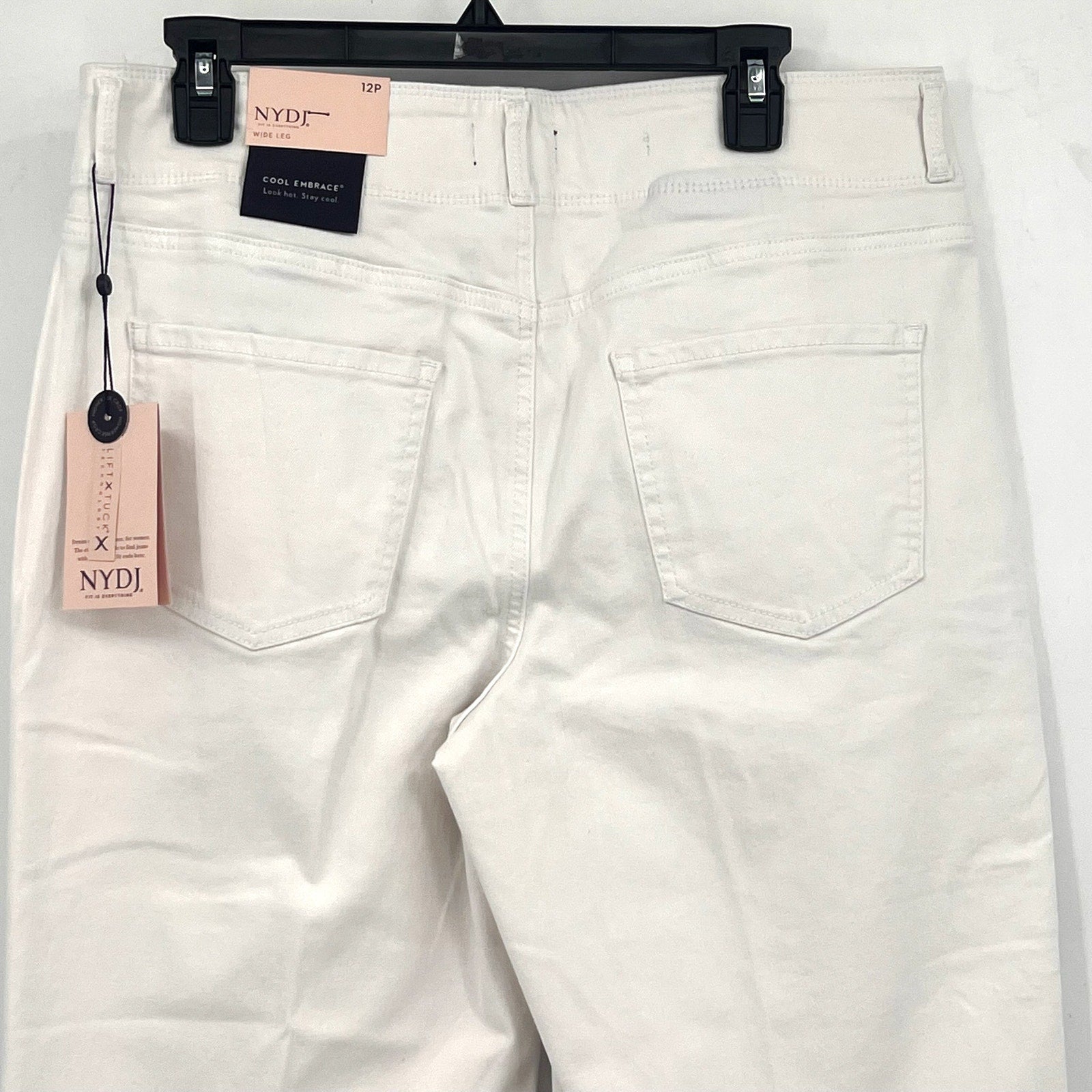 NYDJ Womens Cool Embrace Wide Leg Crop Jeans 12 PETITE Optic White NWT