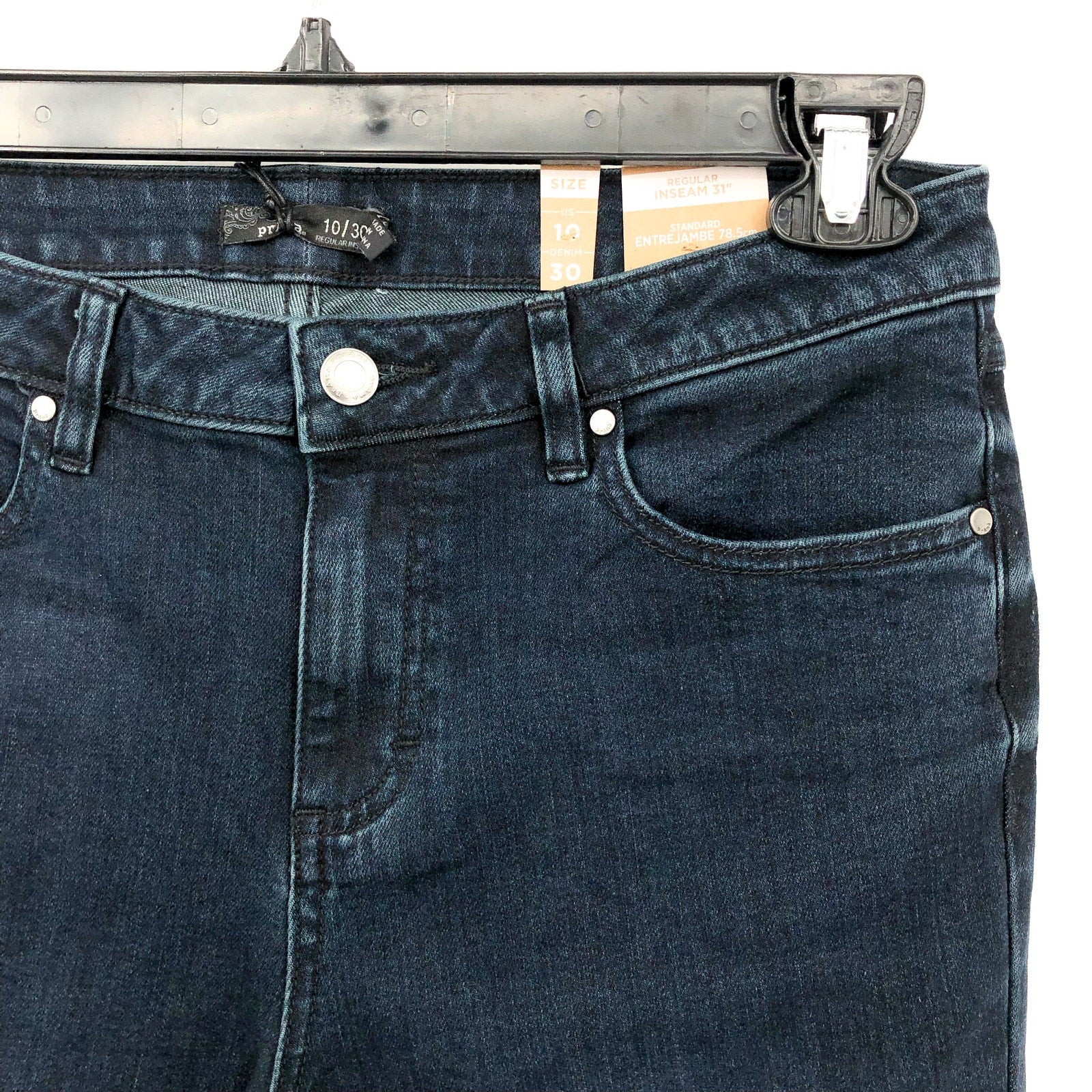 Prana Womens Sienna Skinny Jean 30x30 US 10 Deep Blue Stretch Denim Mid Rise NWT