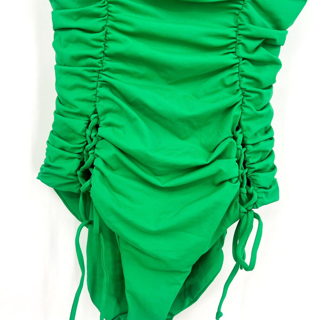 BECCA Color Code Paula One Piece Swimsuit Large Emerald Rouched Square Neck NWT
