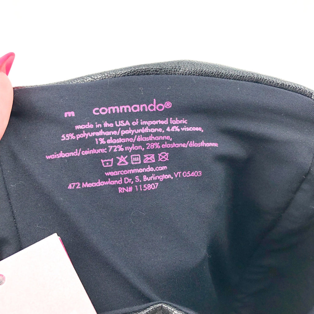 COMMANDO Women's Faux Leather Cropped Flare Leggings Medium Black Stretch NWT