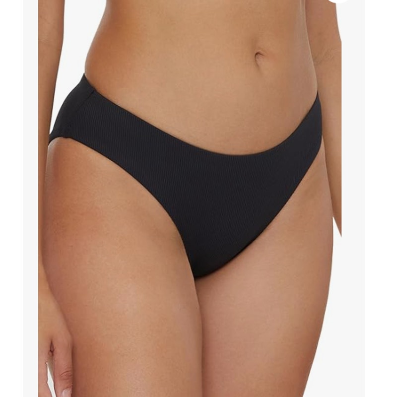 BECCA Women's Modern Edge Shirred American Bikini Bottom Medium Black NWT