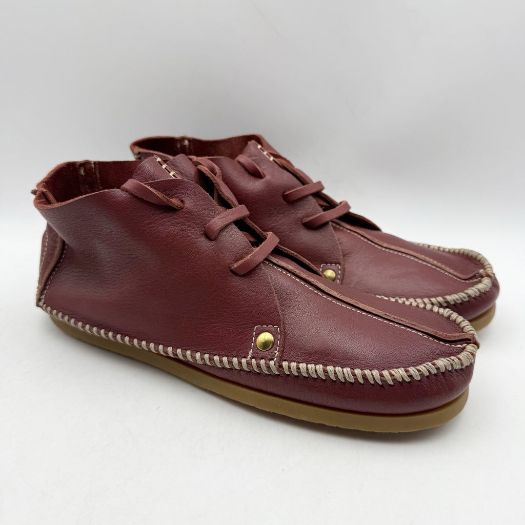 RE/DONE Womens Metal Oxford Shoes EU 37 US 7 Burgundy Leather NWOB