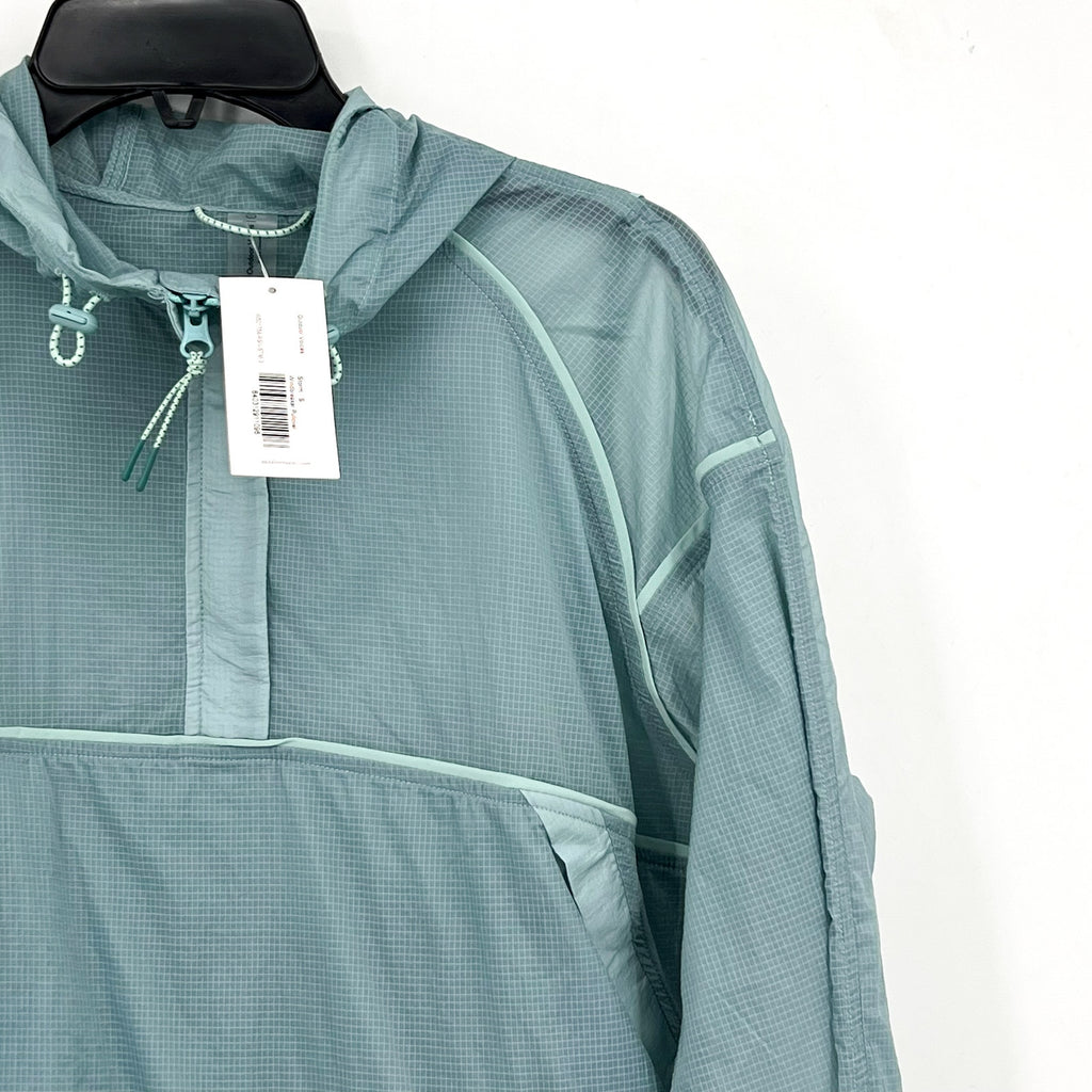 OUTDOOR VOICES Women's Windbreaker Pullover Small Storm Green Hoodie Jacket NWT